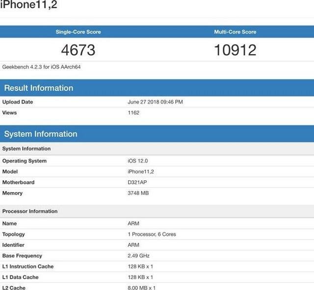 тестирование iPhone 11 в GeekBench