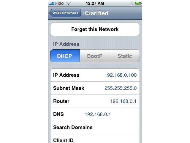 узнать IP-адрес на iOS