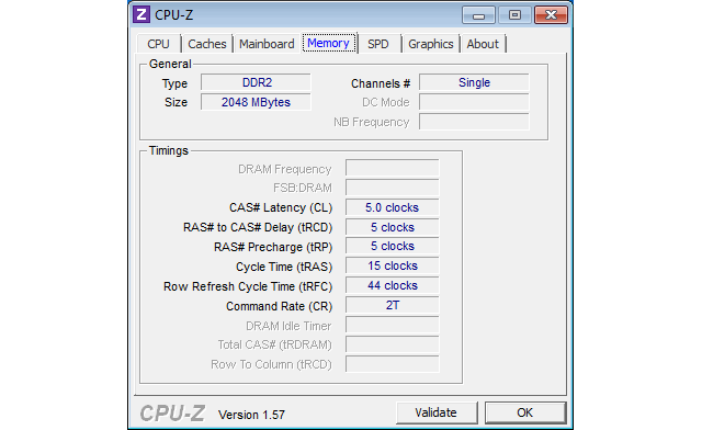 CPU-Z вкладка Memory